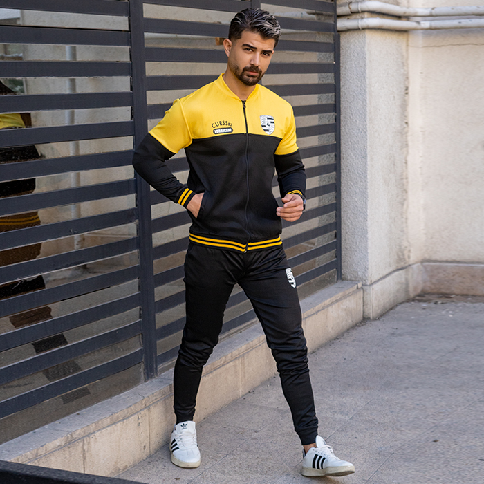 ست سوئیشرت شلوار مردانه زرد مدل Guess