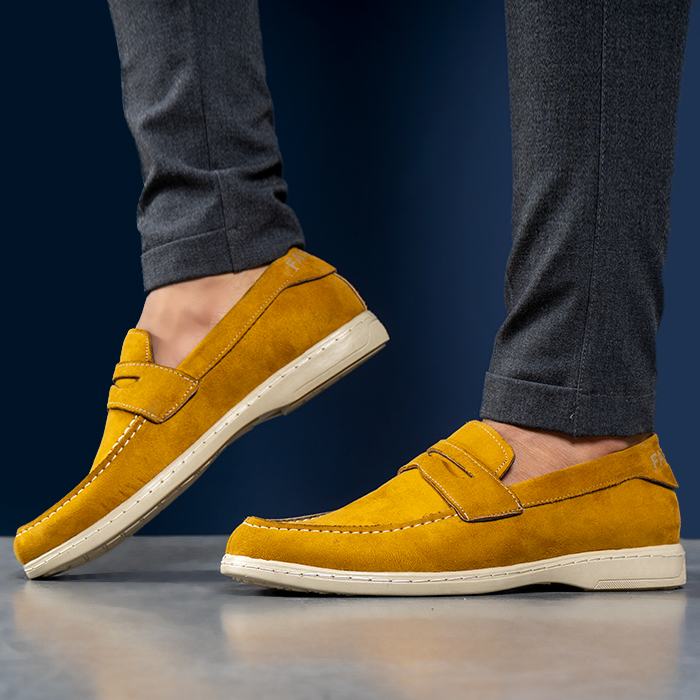 کفش کالج خردلی مردانه مدل Aril