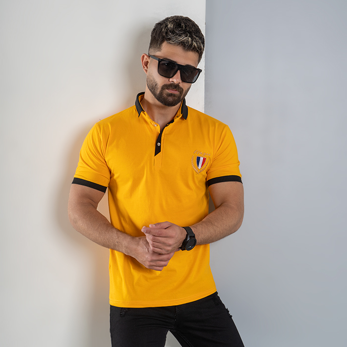 تیشرت مردانه خردلی مدل RIBAN