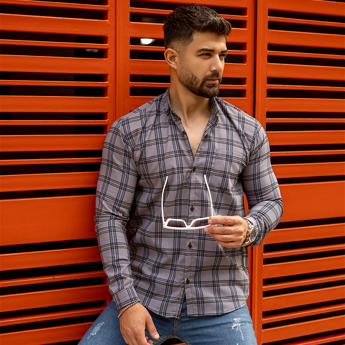 پیراهن مردانه طوسی تیره مدل Tanpoosh