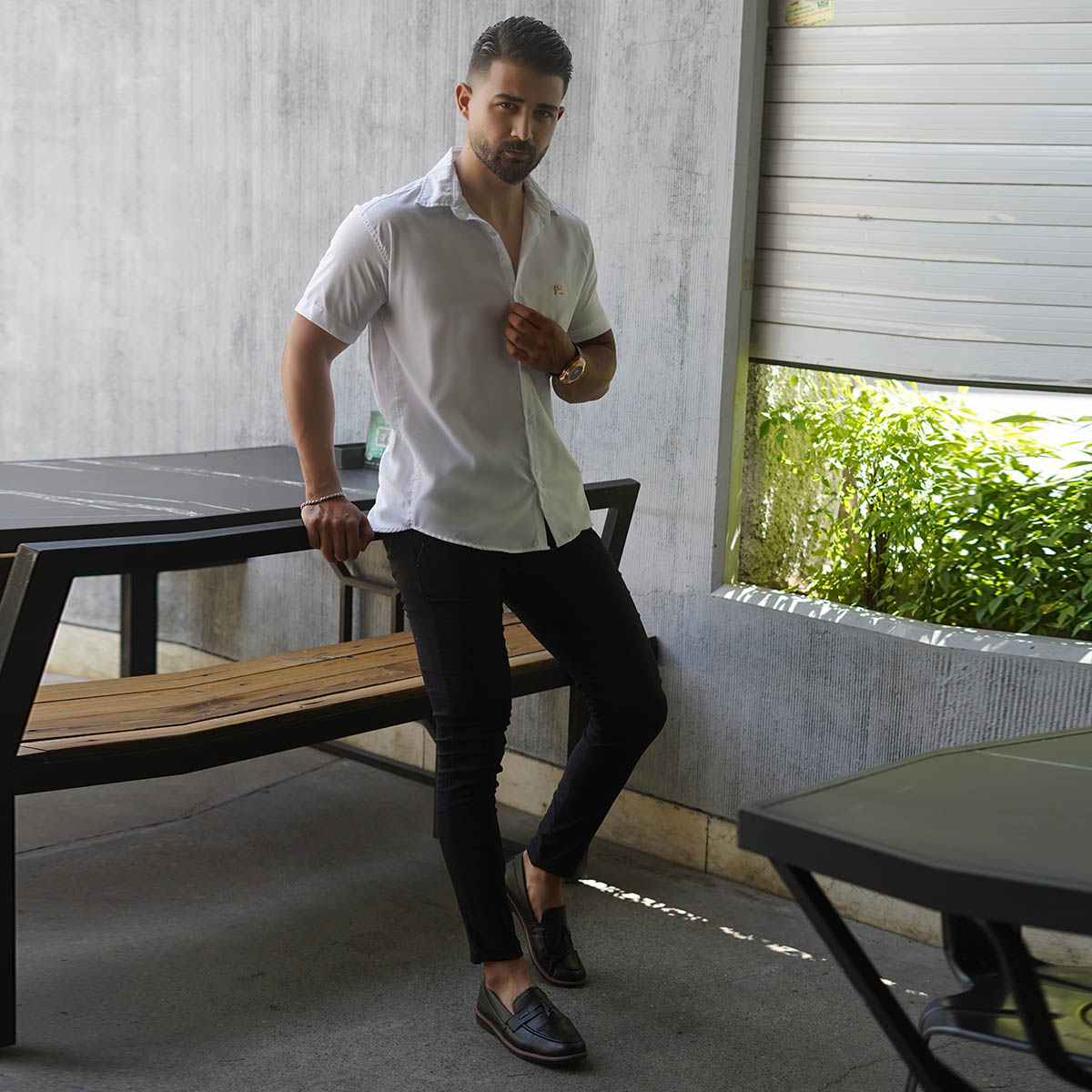 پیراهن آستین کوتاه سفید مردانه مدل Diesel