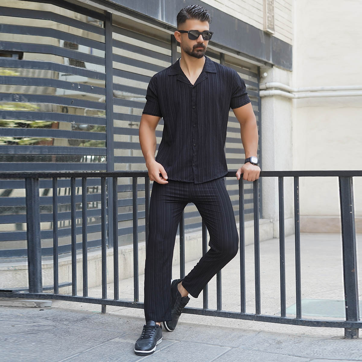 ست پیراهن شلوار مراکشی مردانه مشکی مدل Pasha