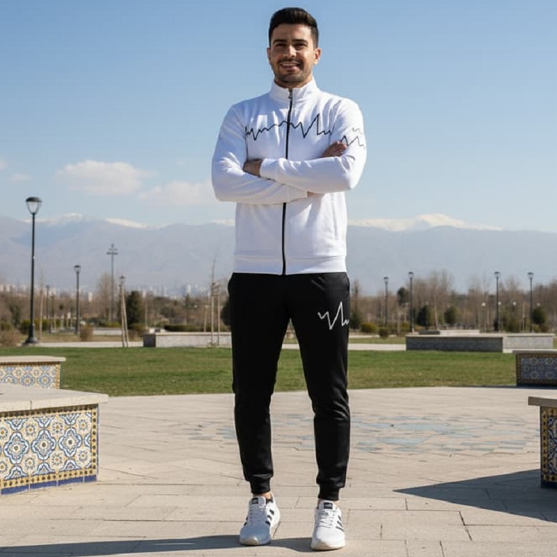 ست سوییشرت شلوار مردانه سفید مدل EKO