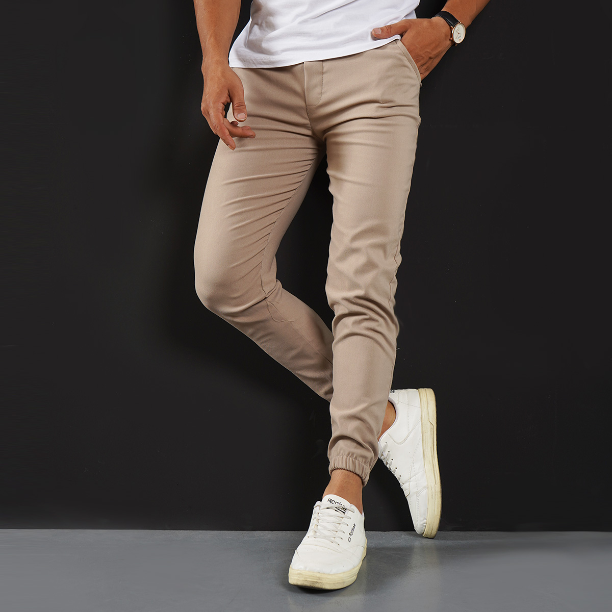 شلوار اسلش مردانه کرم مدل KARA