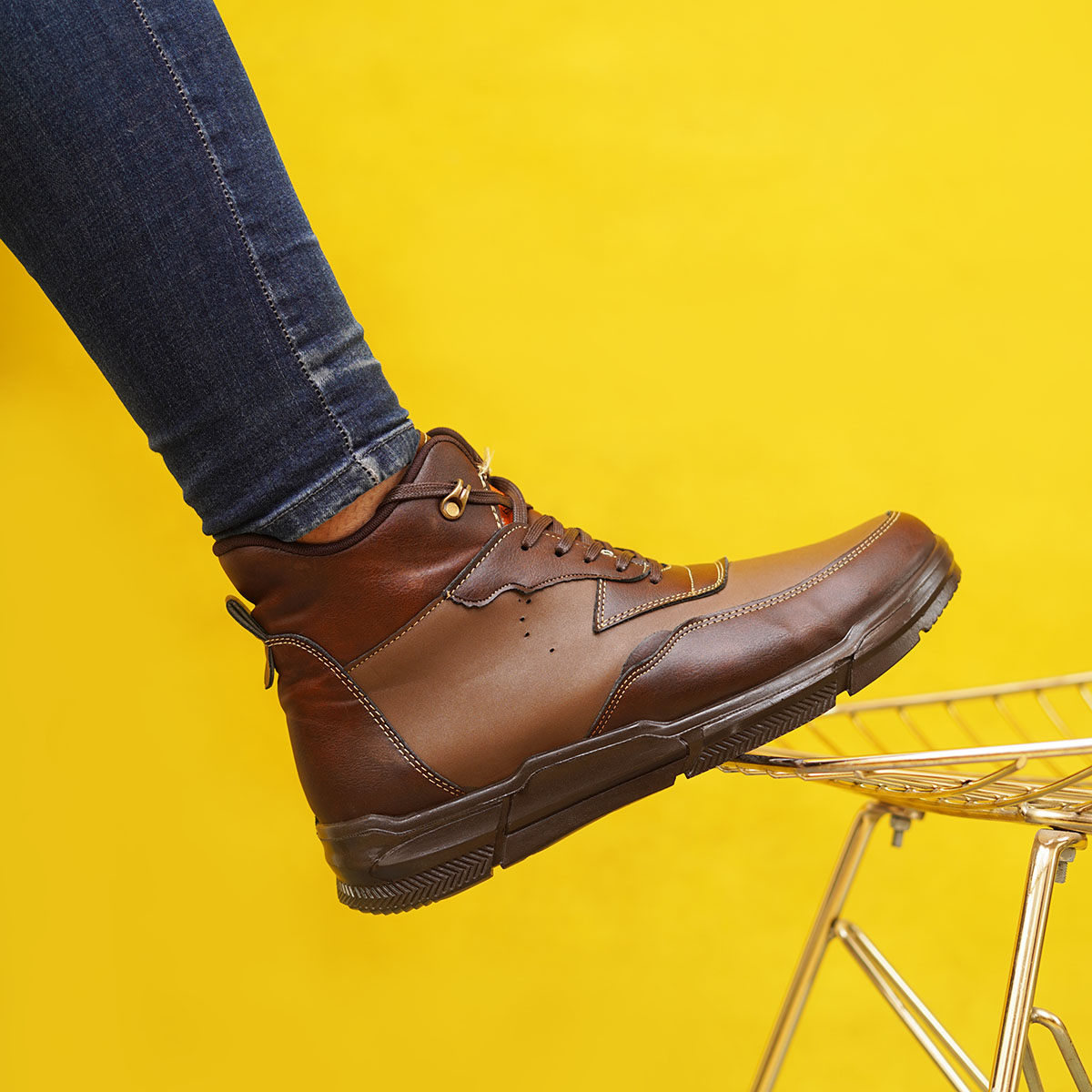 نیم بوت قهوه ای مردانه مدل Parsa-neo