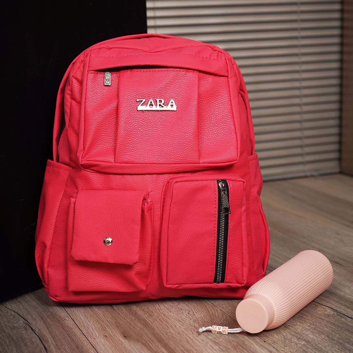 کوله پشتی چرم زنانه صورتی مدل ZARA