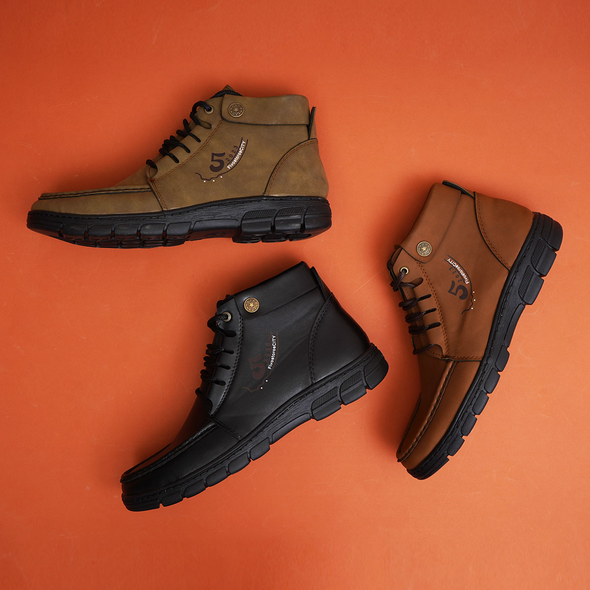 نیم بوت قهوه ای مردانه مدل FIVE