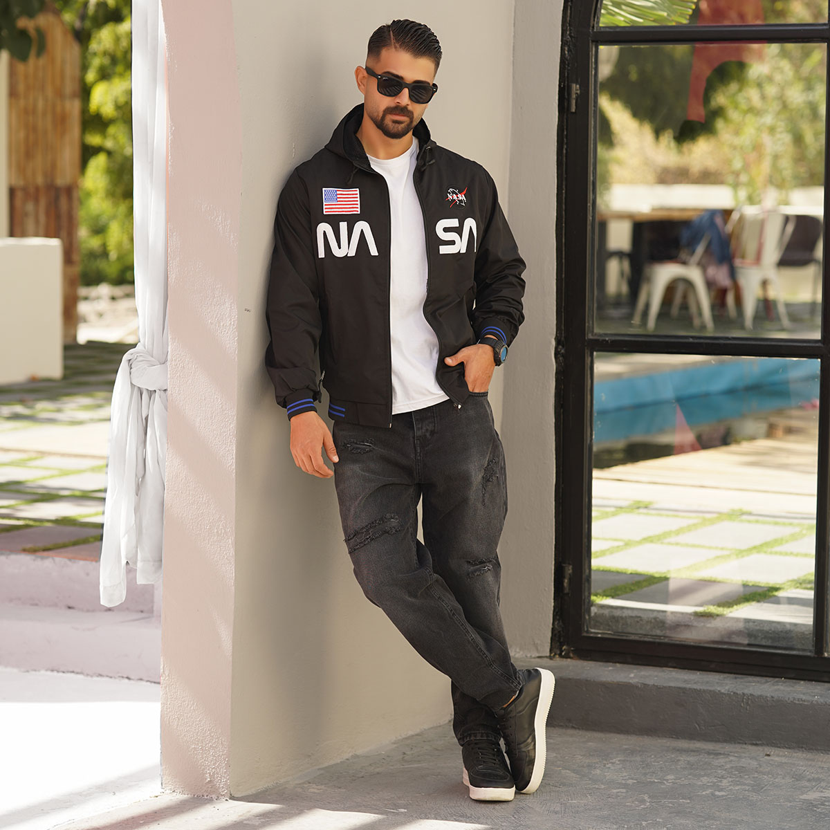 کاپشن مردانه مشکی مدل NASA