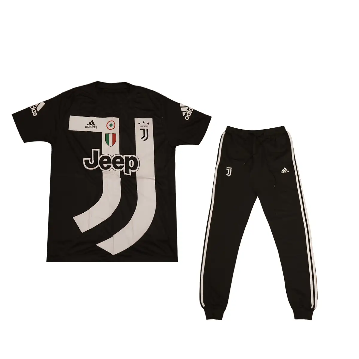 ست تیشرت و شلوارJU خط دار مدل SIMO (مشکی)