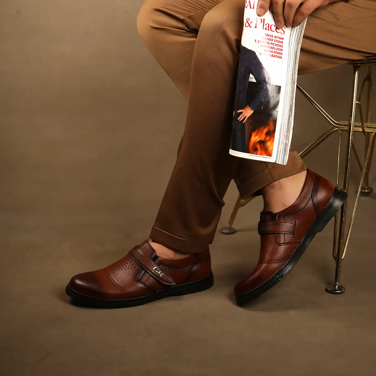 کفش رسمی مردانه عسلی مدل bahram