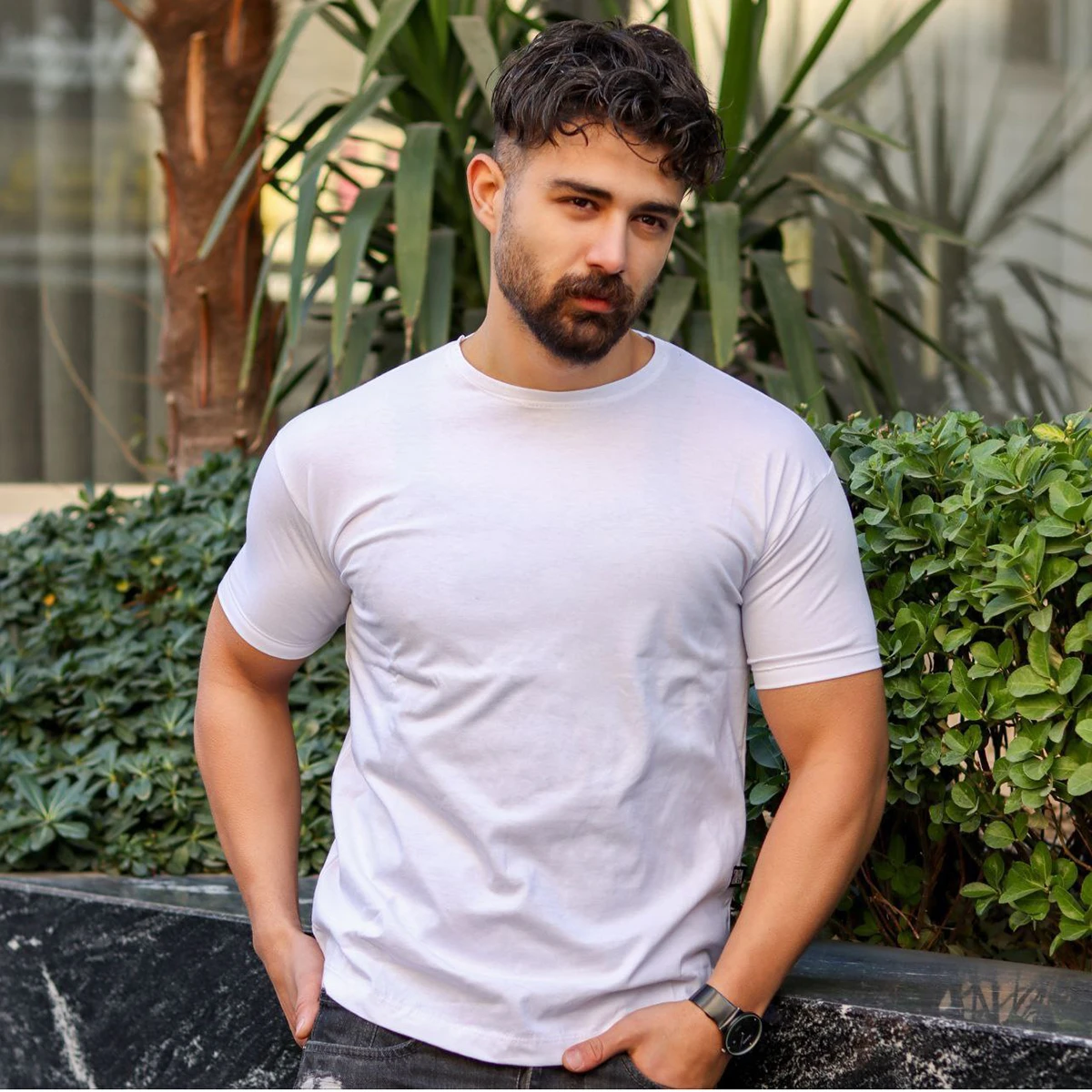 تیشرت ساده سفید مردانه مدل Vala