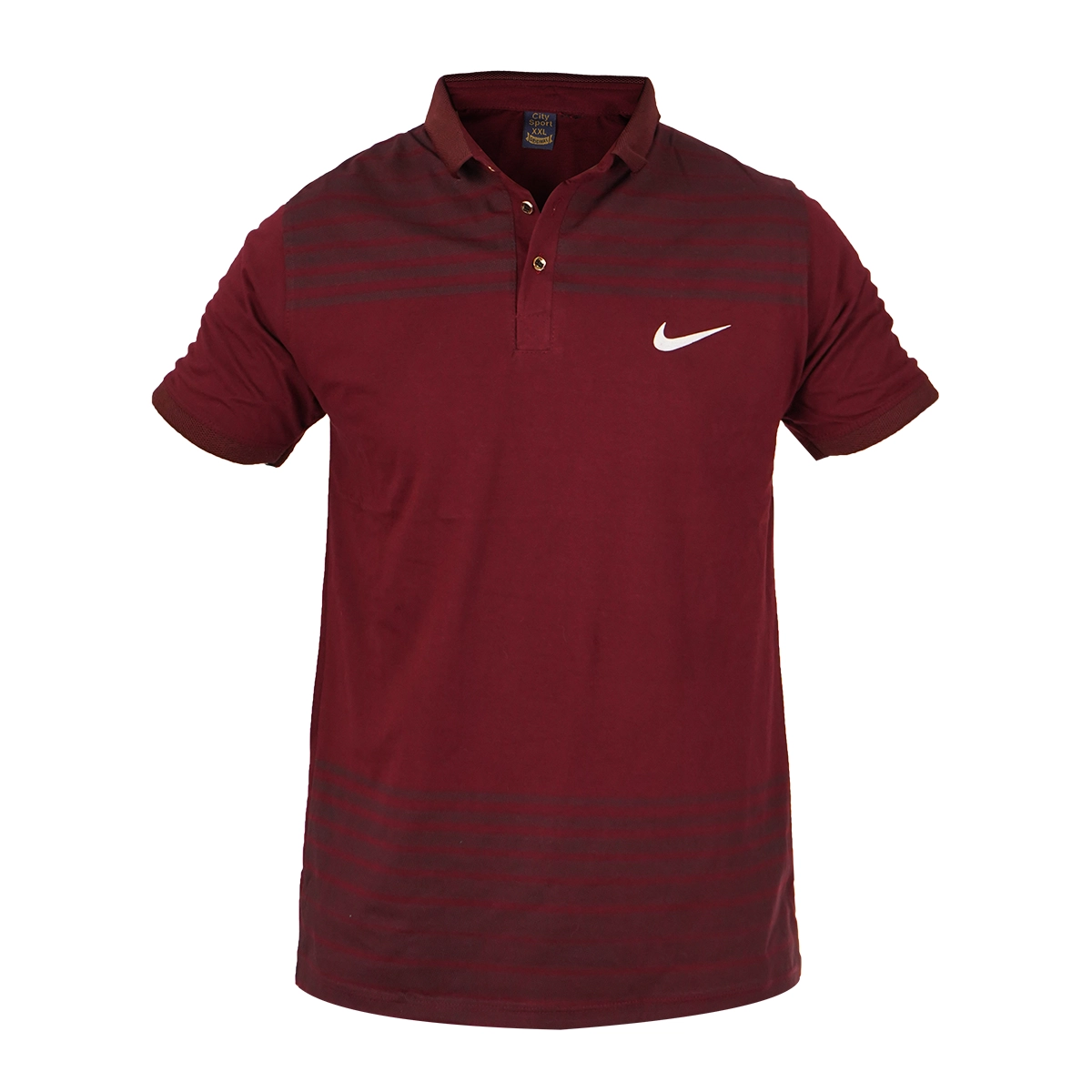 تیشرت یقه دار راه راه زرشکی مدل Farhan