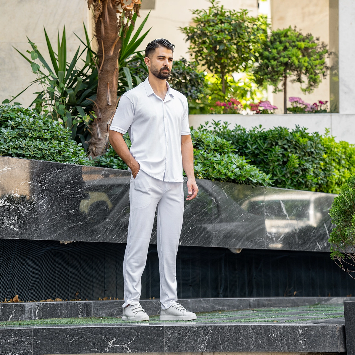 ست پیراهن و شلوار مردانه سفید مدل Pasha2