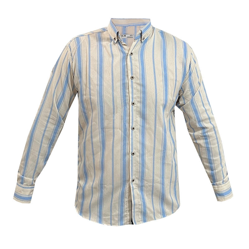 پیراهن راه راه زرد آبی مردانه مدل Ramin