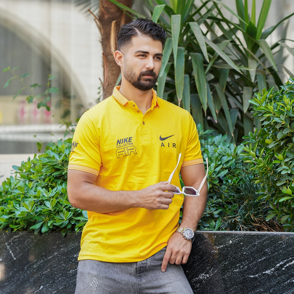 تیشرت مردانه زرد مدل nike air collection