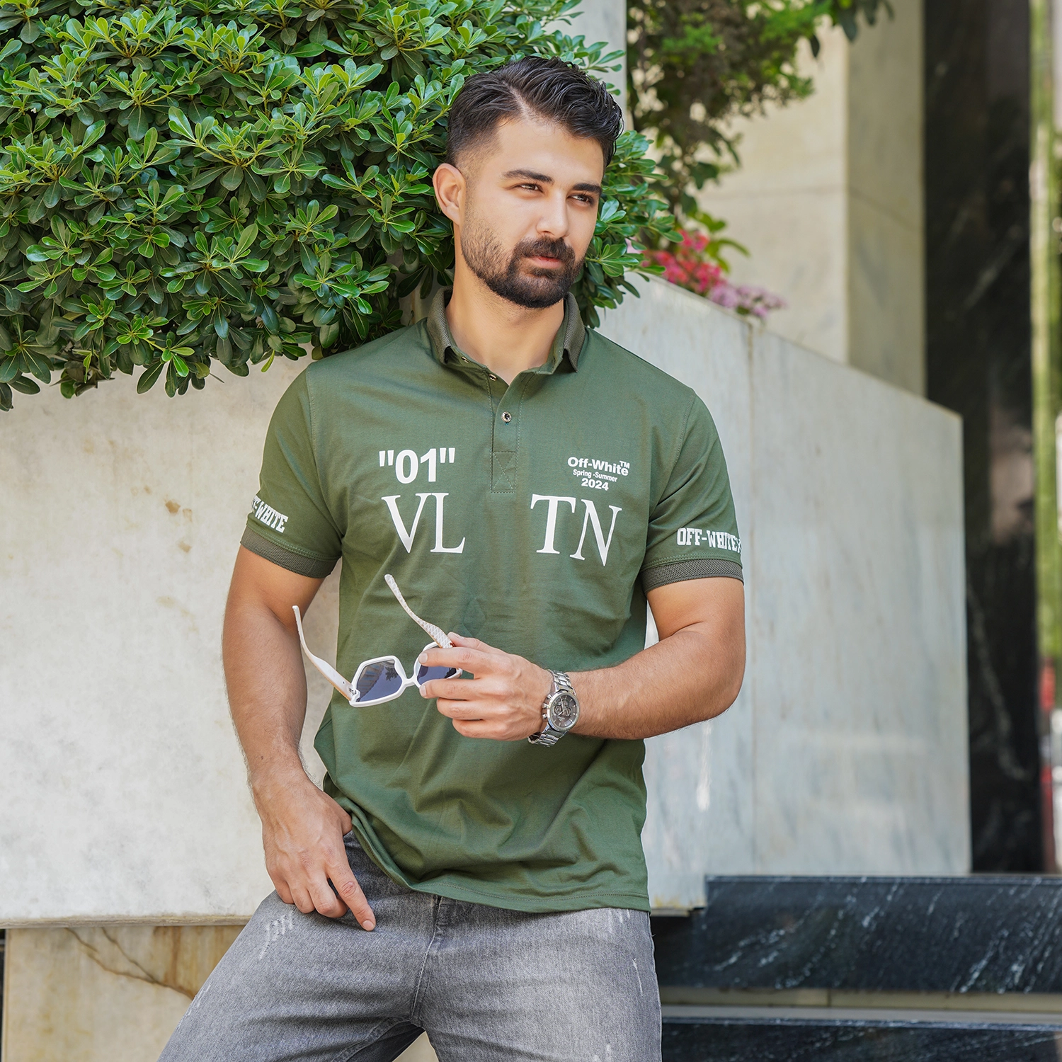 تیشرت مردانه سبز مدل 01-LV