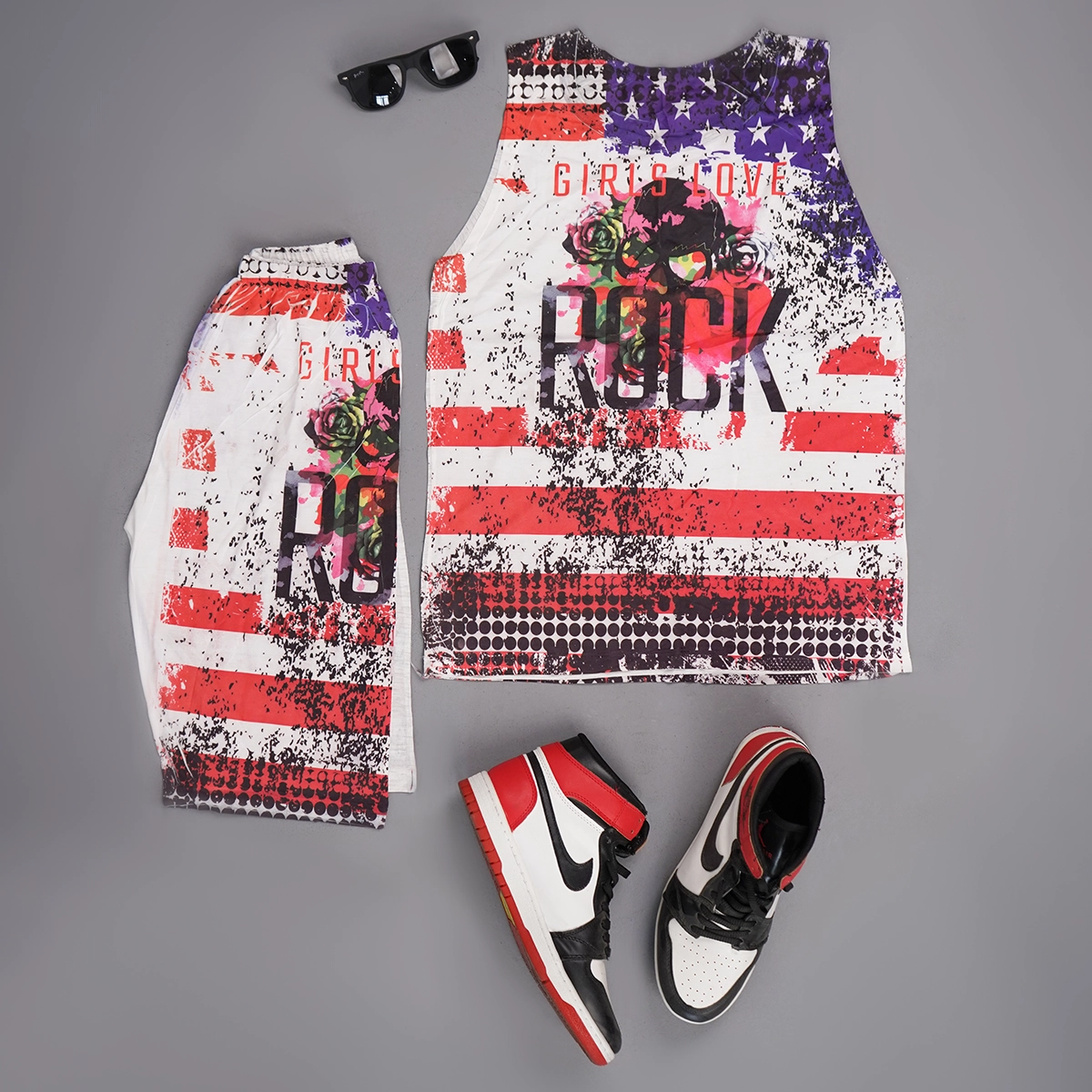 ست رکابی شلوارک مردانه طرح Rock