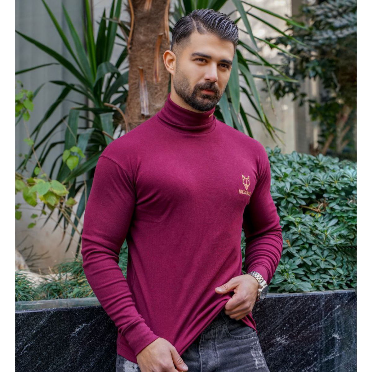 یقه اسکی مردانه زرشکی مدل POLO