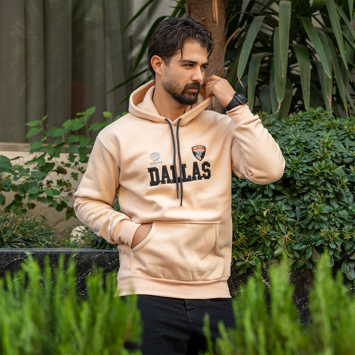 هودی مردانه کرم مدل Dallas