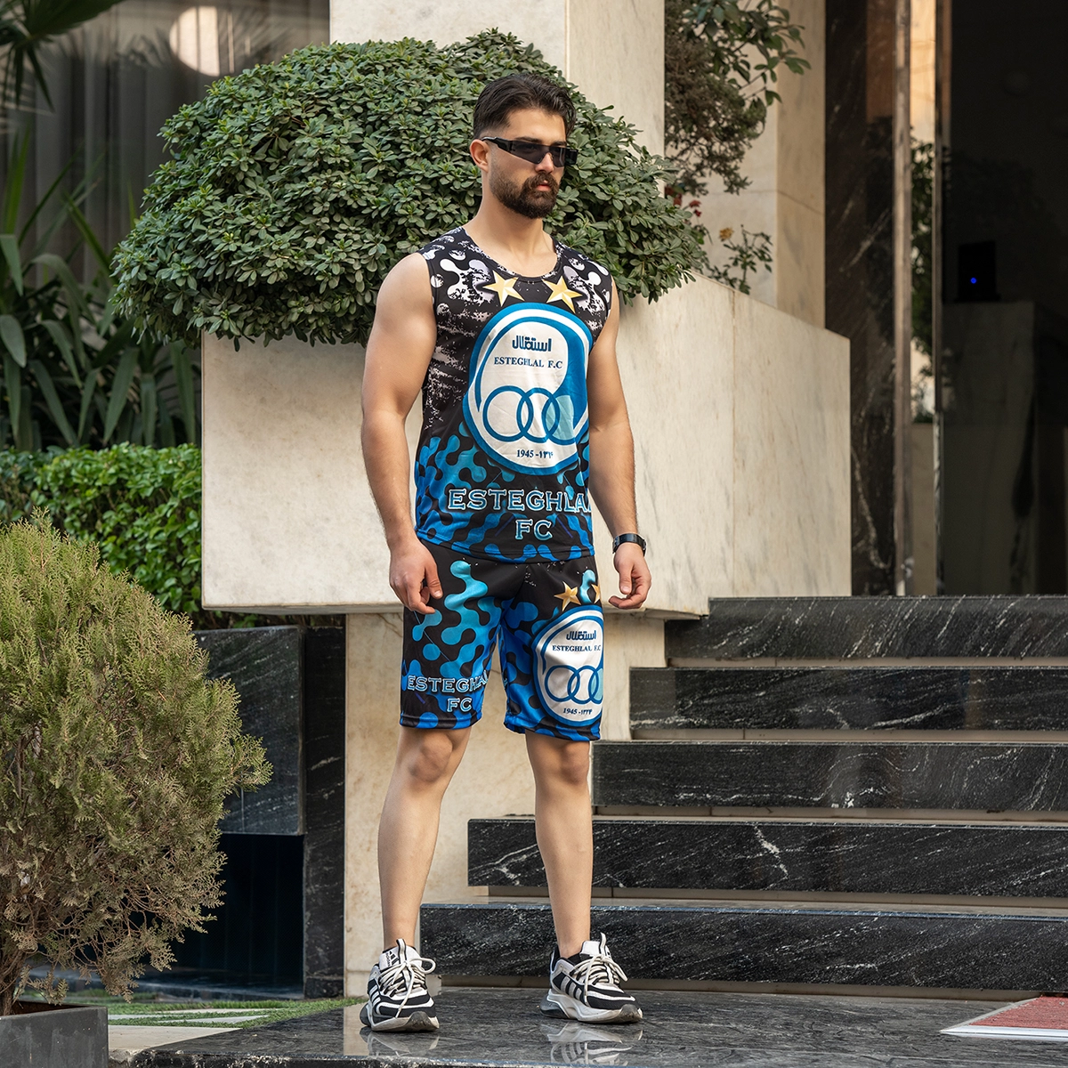 ست رکابی شلوارک استقلال مردانه مدل Pedram