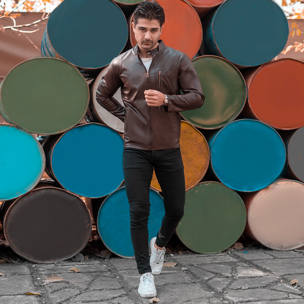 کاپشن مردانه چرم مدل DERIK