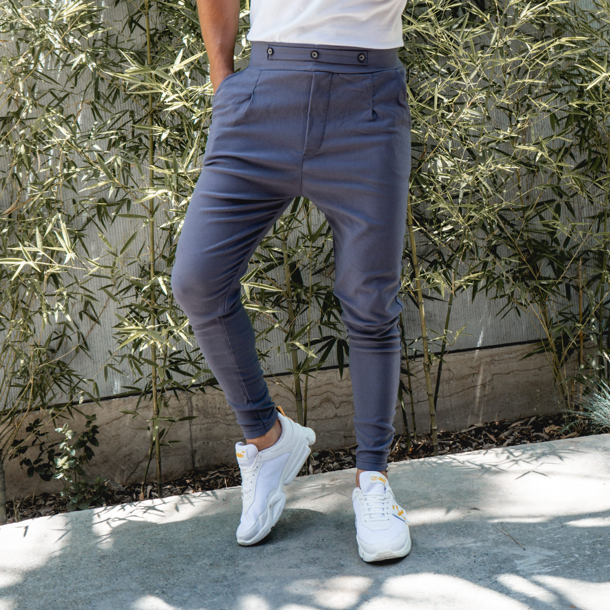 شلوار اسلش سه دکمه طوسی مردانه مدل Kavano