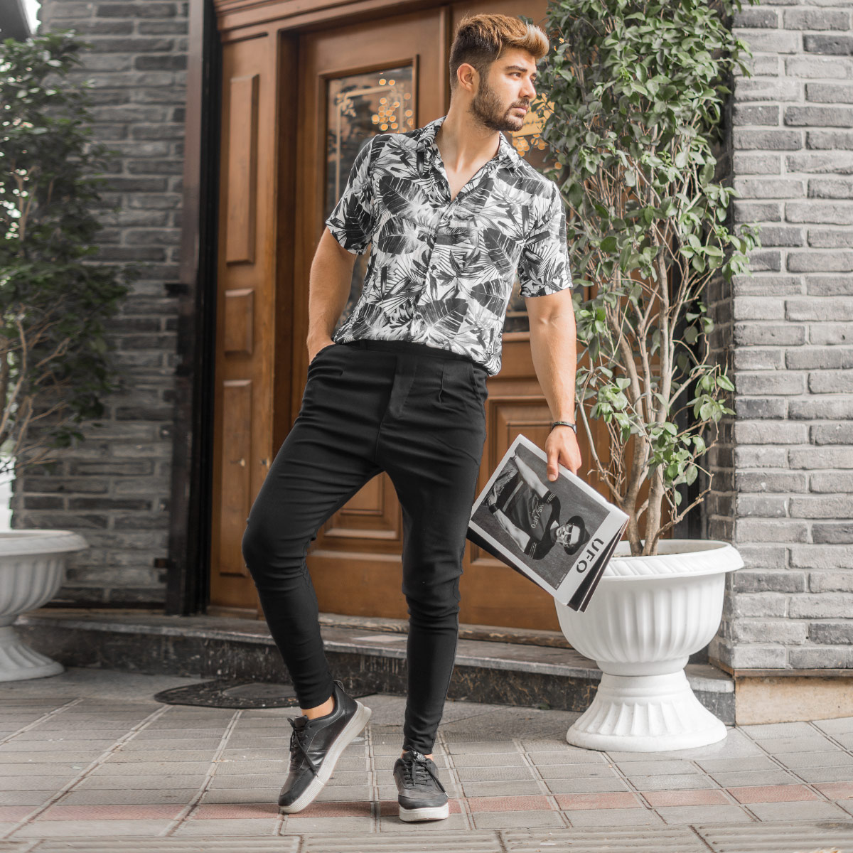 شلوار اسلش مشکی مردانه مدل Zaros