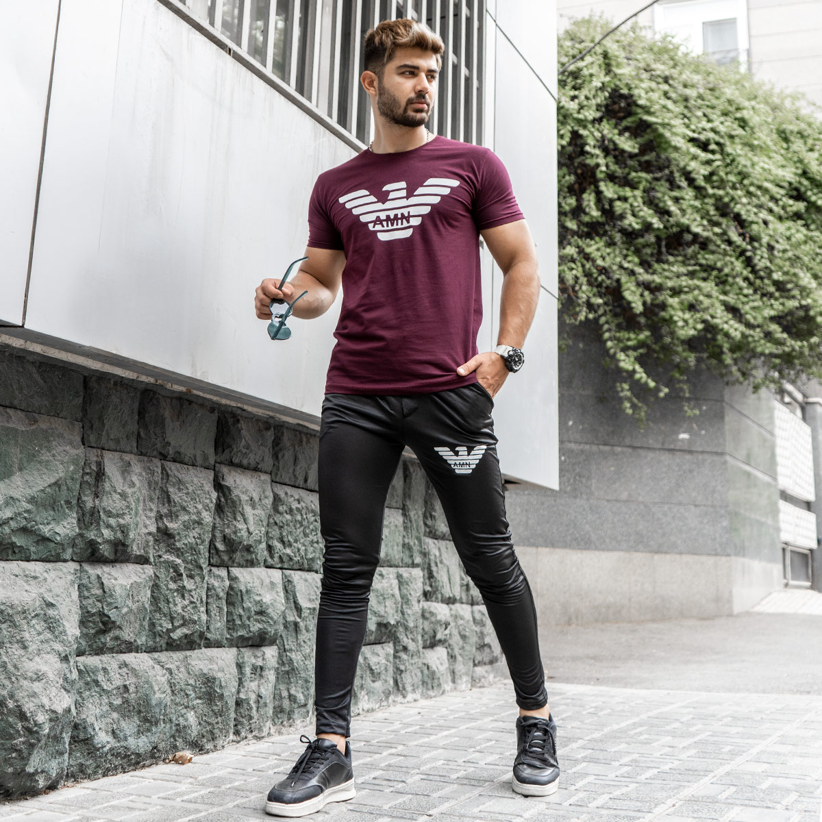 ست تیشرت شلوار آرمانی مردانه مدلMento