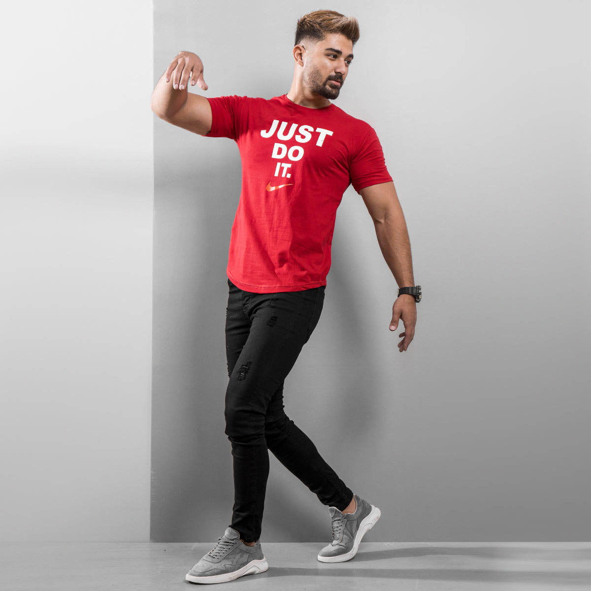 تیشرت Just Do It مردانه قرمز مدل Ditro