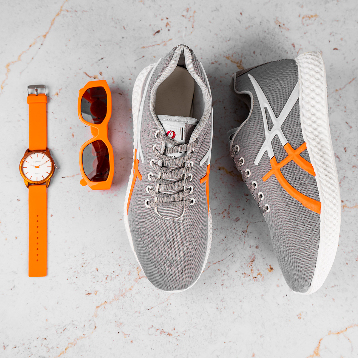 کفش ورزشی Asics مردانه طوسی نارنجی مدل Nardin(T)