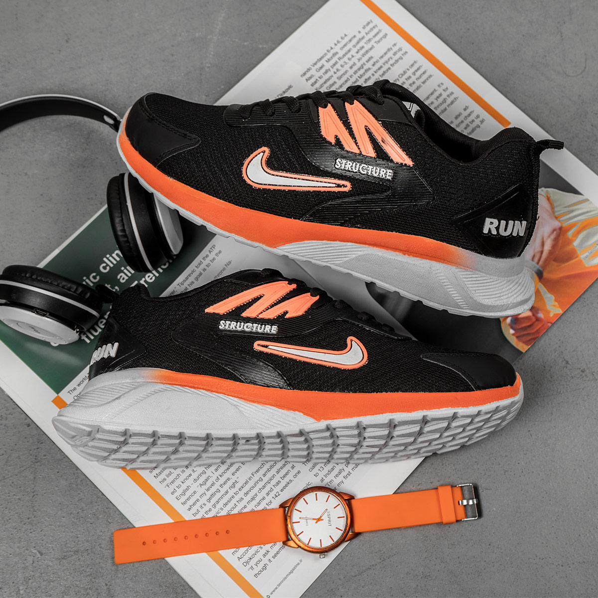 کفش ورزشی Nike Structure مردانه مشکی نارنجی مدلZomit