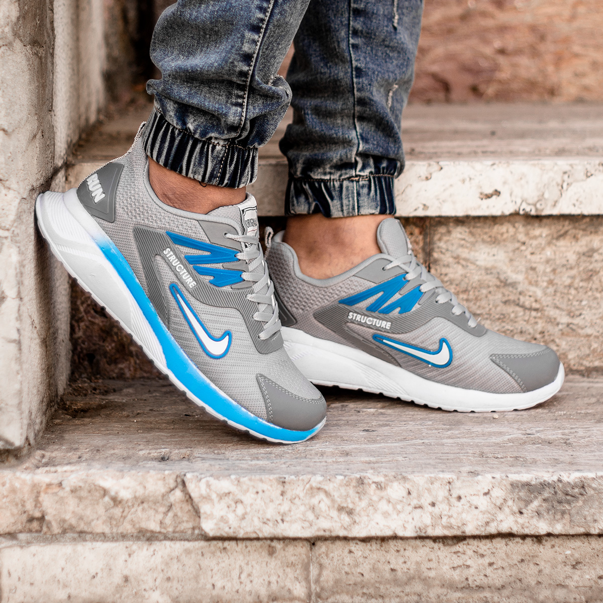 کفش ورزشی Nike Structure مردانه طوسی آبی مدلZomit